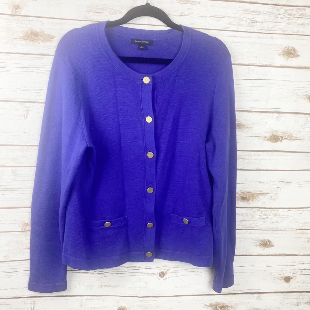 Banana Republic Blue/Purple Cardigan with Brass buttons Sz. XL